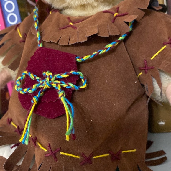 HOLIDAY SALE!! 8" Fluffy 'Traveling Wild West Show' Indian Costume Bear Plush - Picture 2 of 5